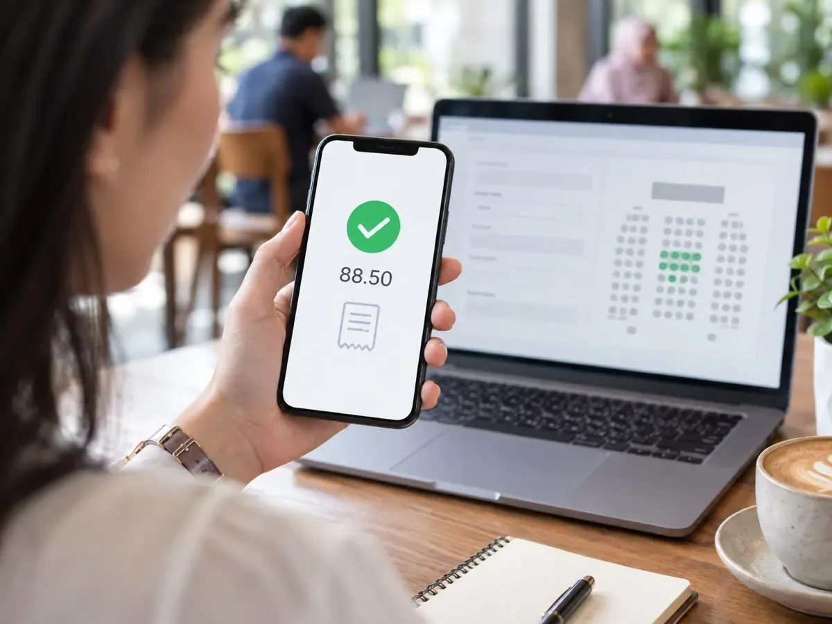 Guest paying for an event ticket by FPX on a phone