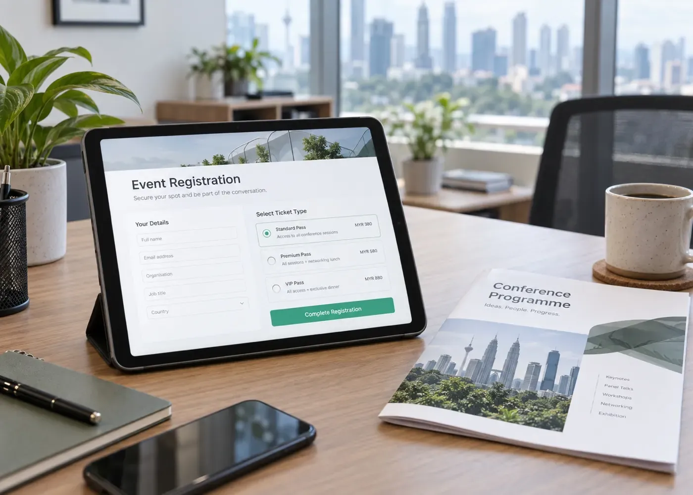 Event registration form on a tablet